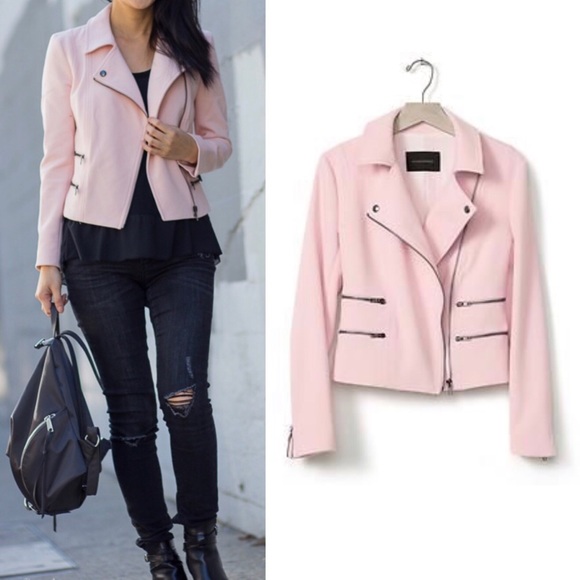 Banana Republic Jackets & Blazers - Banana Republic Pink Zip Up Moto Jacket Size 4